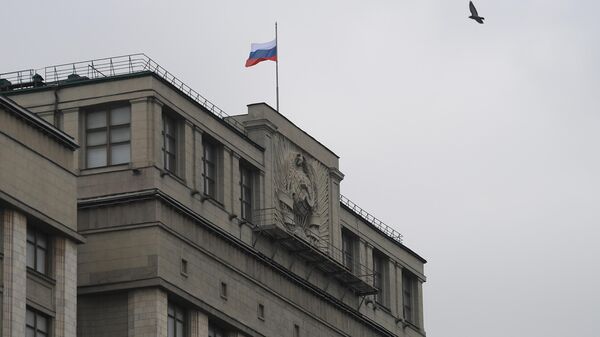 A flag flies on a Russian State Duma building in Moscow, Russia. - Sputnik Africa
