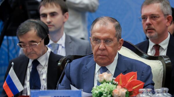 In this handout photo released by the Russian Foreign Ministry, Russian Foreign Minister Sergey Lavrov attends a meeting of Shanghai Cooperation Organization (SCO) Council of Foreign Ministers in Goa, India, May 5, 2023. Editorial use only, no archive, no commercial use. - Sputnik Africa
