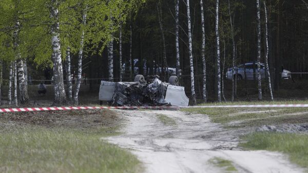 Photo from the site of the explosion in the Nizhny Novgorod region of the car in which Zakhar Prilepin moved with his family. - Sputnik Africa