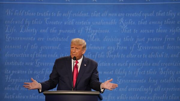 Republican candidate President Donald Trump participates during the second and final presidential debate with Democratic presidential candidate former Vice President Joe Biden Thursday, Oct. 22, 2020, at Belmont University in Nashville, Tenn. - Sputnik Africa