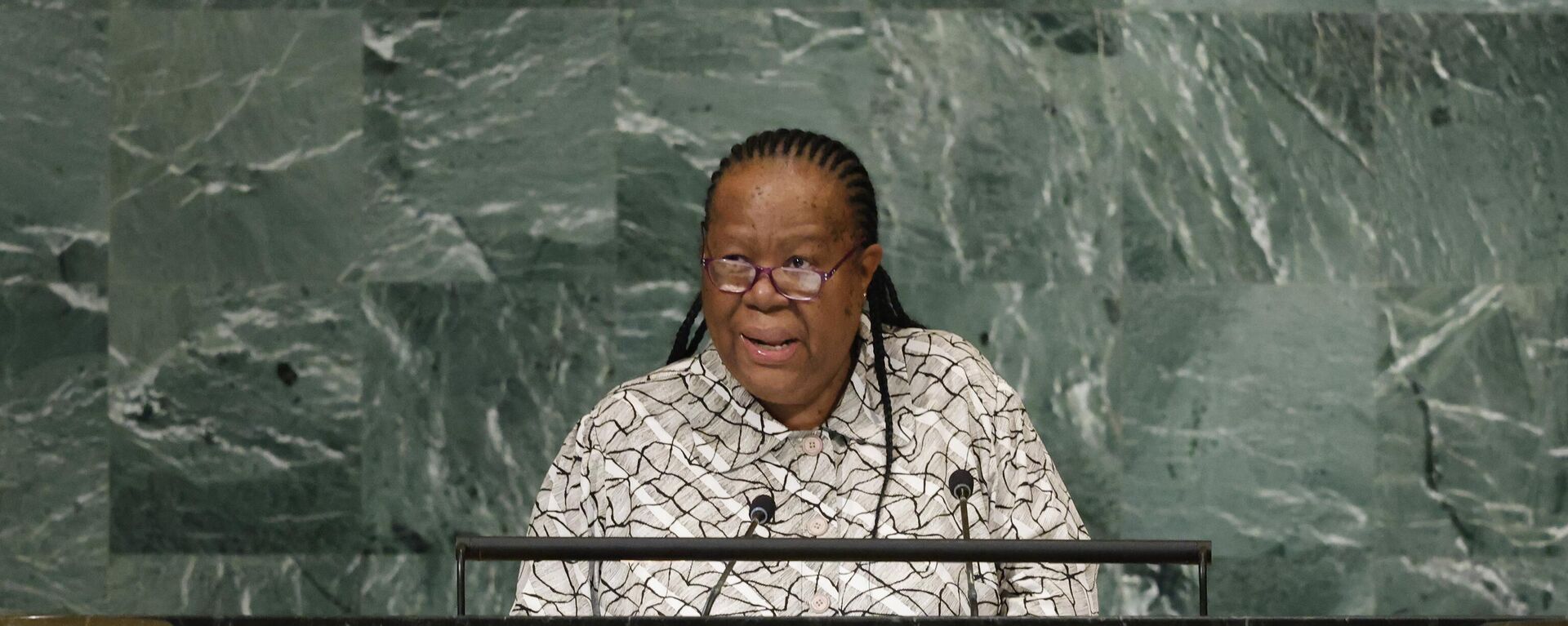 Foreign Minister of South Africa Naledi Pandor addresses the 77th session of the United Nations General Assembly, at U.N. headquarters, Wednesday, Sept. 21, 2022. - Sputnik Africa, 1920, 11.05.2023