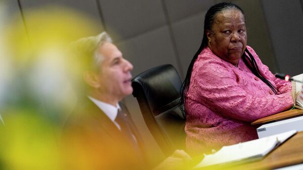 Secretary of State Antony Blinken, accompanied by South Africa's Foreign Minister Naledi Pandor, speaks during a news conference after meeting together at the South African Department of International Relations and Cooperation in Pretoria, South Africa, Monday, Aug. 8, 2022. Blinken is on a ten day trip to Cambodia, Philippines, South Africa, Congo, and Rwanda. - Sputnik Africa