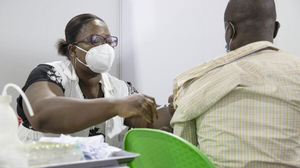 Mass vaccination tent at Treichville Stadium, Abidjan, Cote d’Ivoire - Sputnik Africa
