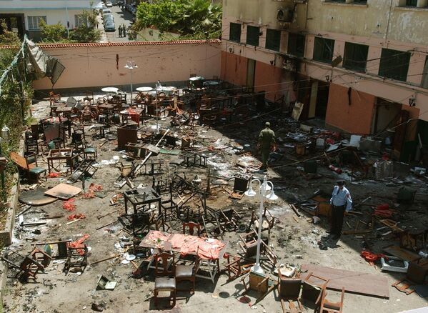 This picture taken on 17 May 2003 shows the wreckage of the terrace of the Casa de Espana restaurant in Casablanca, Morocco, after a series of blasts in the Moroccan capital. - Sputnik Africa