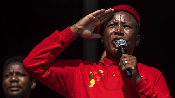 Julius Malema, the leader of Economic Freedom Fighters, addresses supporters during an election rally in Katlehong township - Sputnik Africa