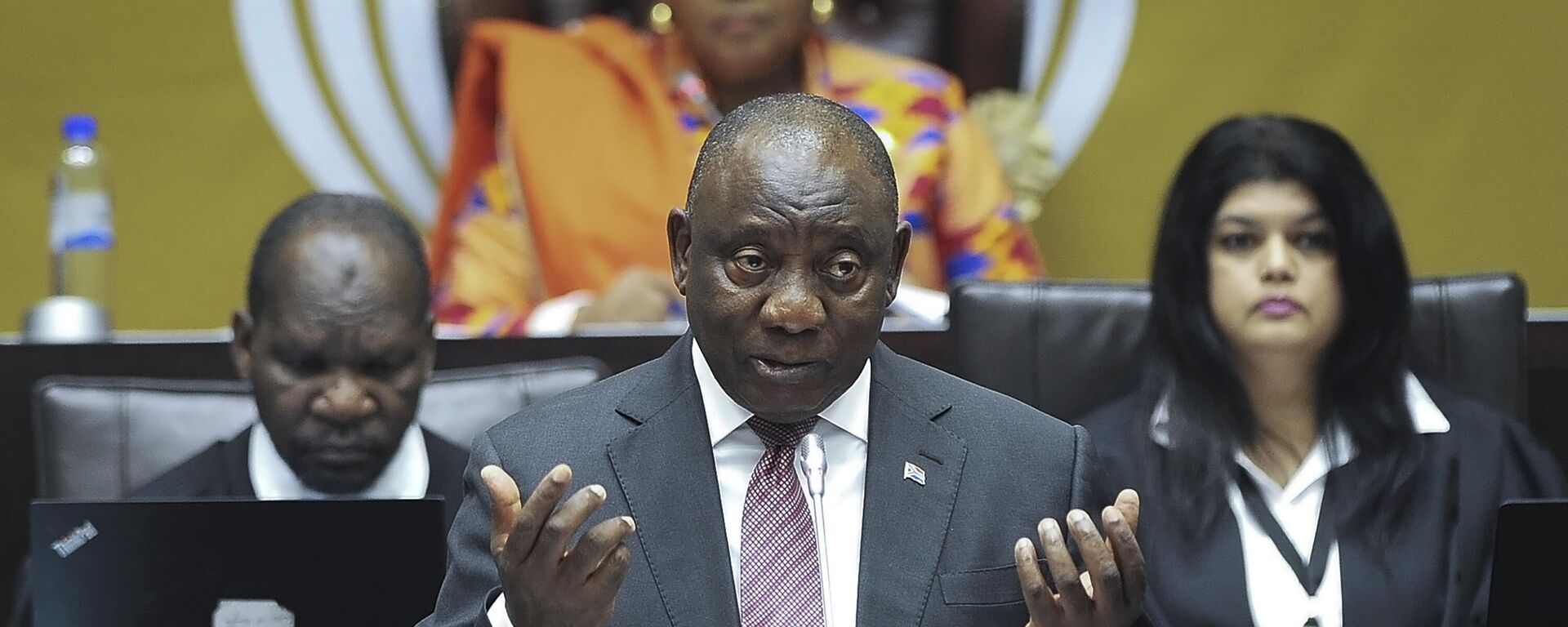 South African President Cyril Ramaphosa answers questions in parliament in Cape Town, South Africa, Thursday, May 11, 2023.  - Sputnik Africa, 1920, 16.05.2023