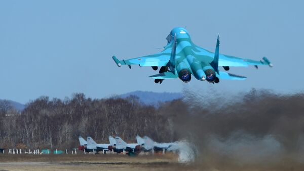 Russian Air Force Sukhoi Su-34 fighter jet taking off from an airfield. File photo.  - Sputnik Africa
