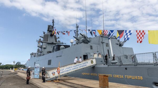 A general view of the Russian military frigate Admiral Gorshkov docked at the port in Richards Bay on February 22, 2023.  - Sputnik Africa
