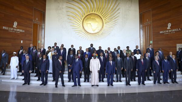 Leaders gather for a group photo at the African Union Summit in Addis Ababa, Ethiopia, Saturday, Feb. 18, 2023 - Sputnik Africa