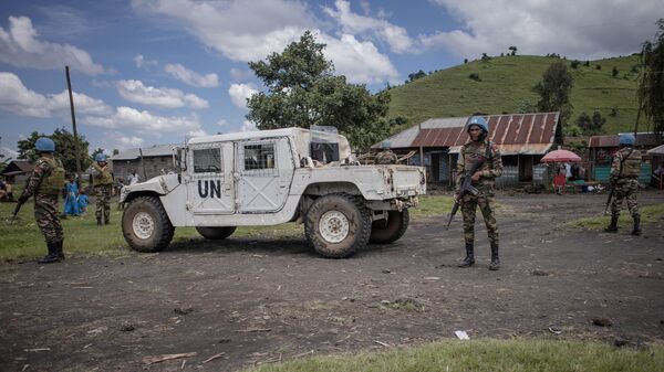 The civilian protection section of the United Nations Organization Stabilization Mission in the Democratic Republic of Congo (MONUSCO) patrol during a security mission in Kitshanga, eastern Democratic Republic of Congo, on December 11, 2022.  - Sputnik Africa