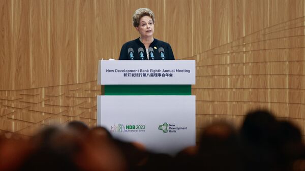 Dilma Rousseff, Chair of the New Development Bank, delivers a speech during the opening ceremony of the New Development Bank Eighth Annual Meeting in Shanghai on May 30, 2023.  - Sputnik Africa