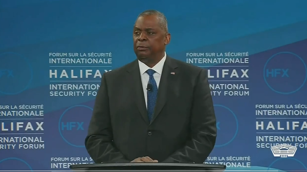 US Secretary of State Lloyd Austin speaking at the Halifax International Security Forum on Saturday, November 19, 2022. Screengrab of DoD Twitter video. - Sputnik Africa