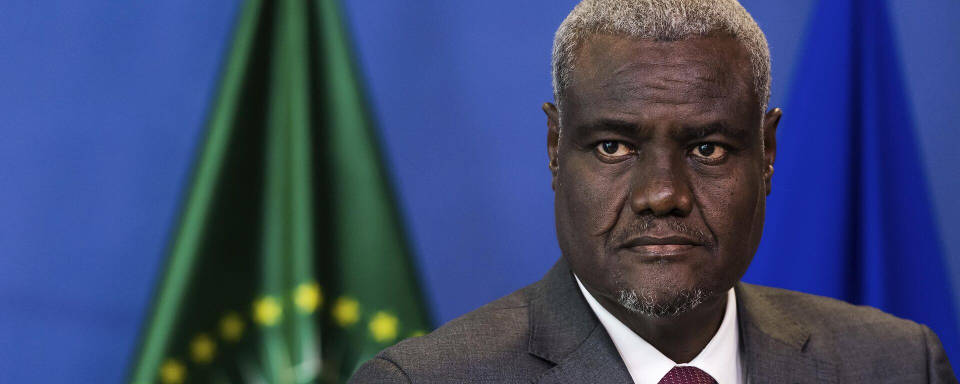 African Union (AU) Commission Chairman Moussa Faki addresses the media after a meeting with the college of EU and AU commissioners at EU headquarters in Brussels on Wednesday, May 23, 2018.  - Sputnik Africa, 1920, 10.09.2023