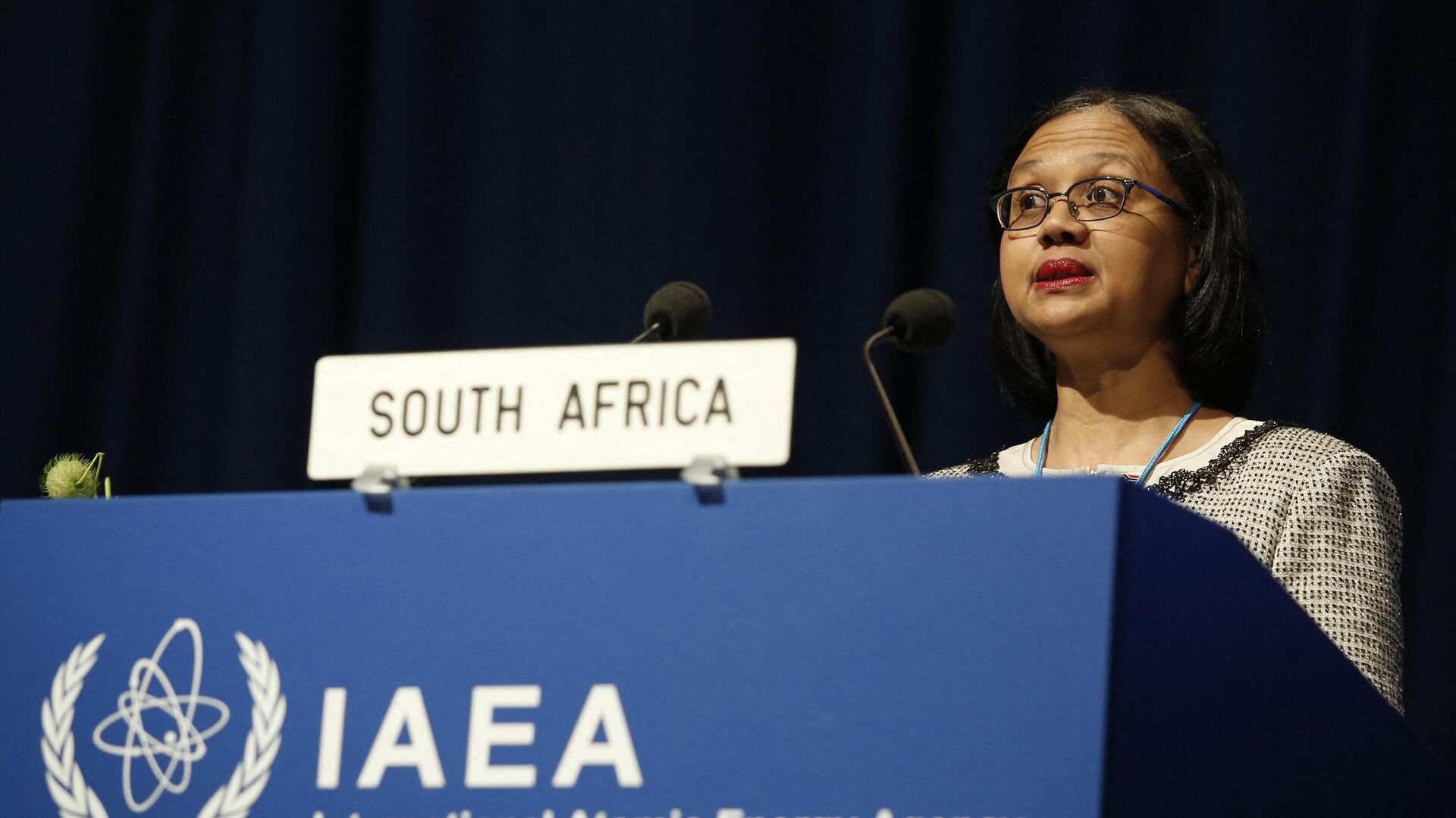 South African Minister for Energy Tina Joemat-Pettersson delivers a speech at the opening session of the 58th general conference of the International Atomic Energy Agency (IAEA) on September 22, 2014 in Vienna. - Sputnik Africa, 1920, 06.06.2023