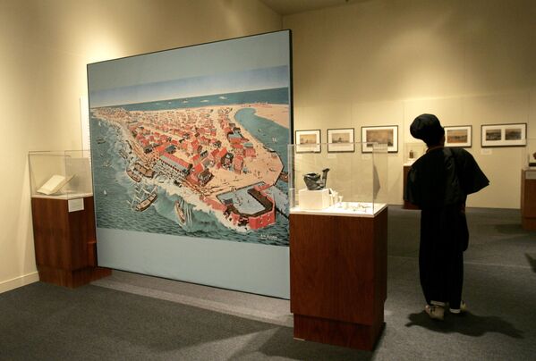 A mural by Robert Nicholson of the National Geographic shows the artist&#x27;s reconstruction of the 1692 earthquake in Port Royal, Jamaica, in an exhibit at the Historical Museum of Southern Florida in Miami, Friday, March 2, 2007. Jamaica&#x27;s Port Royal was a bustling town of the New World until an earthquake and tsunami destroyed most it in minutes over three centuries ago. - Sputnik Africa