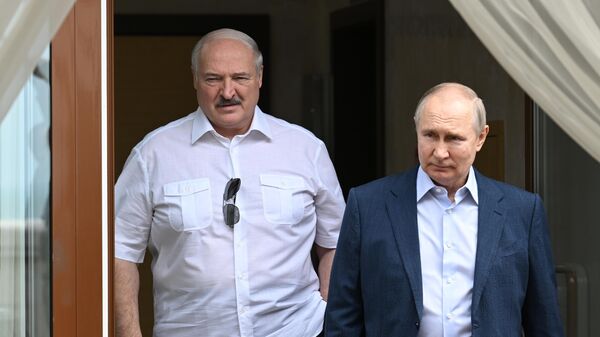Russian President Vladimir Putin and Belarusian President Alexander Lukashenko during a meeting in Sochi. - Sputnik Africa