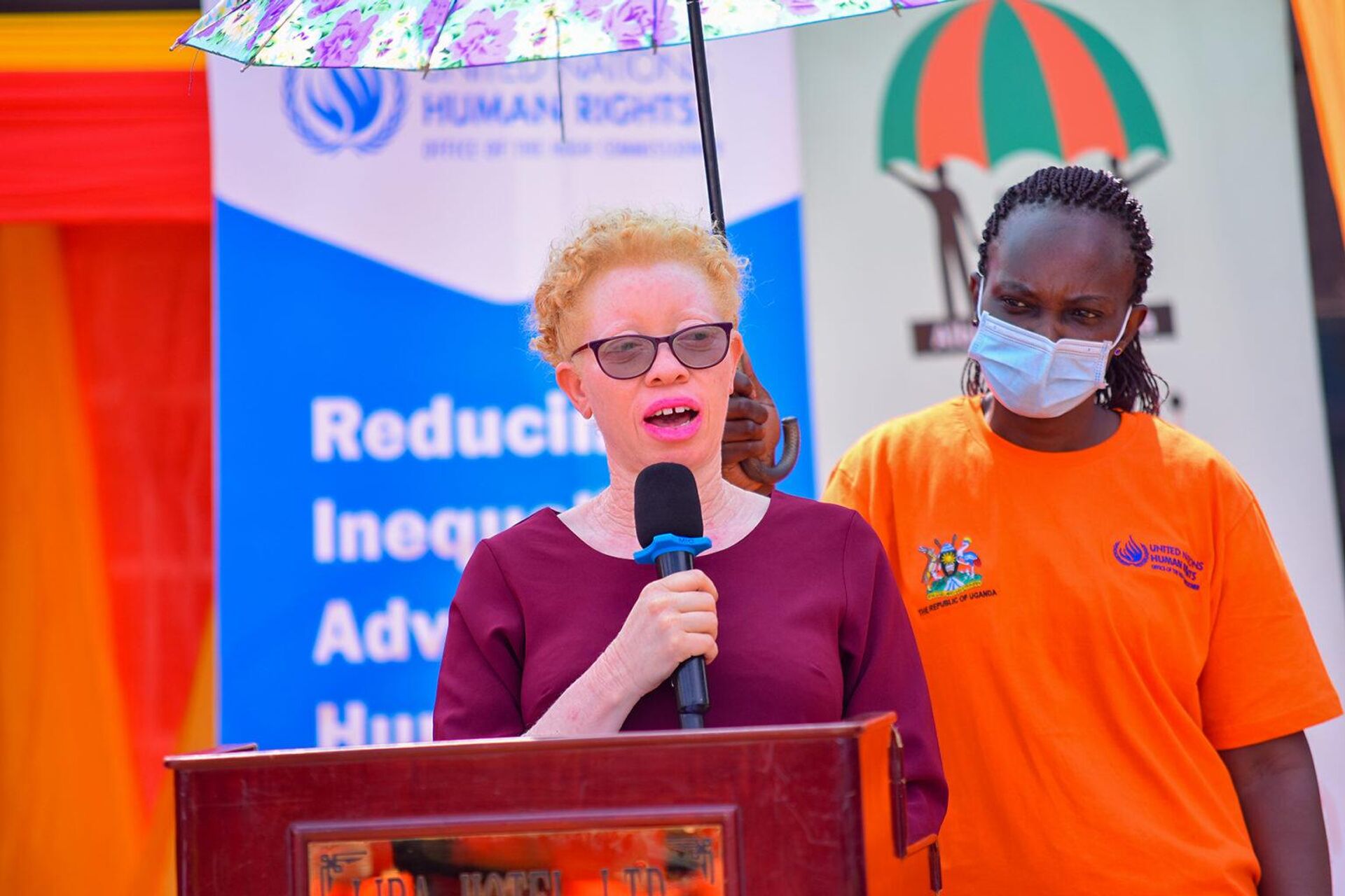 Olive Namutebi, co-founder of the Albinism Umbrella NGO in Uganda and chair of the National Action Plan (NAP) Steering Committee, delivers a speech on the occasion of the International Albinism Awareness Day and the launch of the National Action Plan on Albinism in Uganda on June 23, 2022. - Sputnik Africa, 1920, 13.06.2023