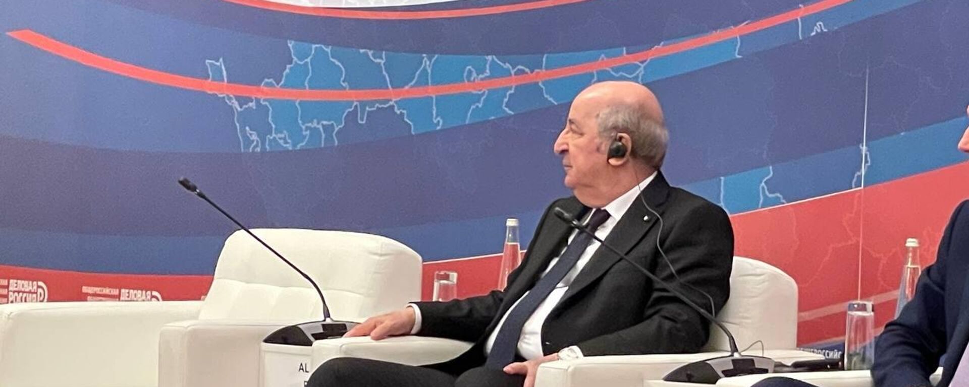 Algerian President Abdelmadjid Tebboune attends a Russian-Algerian business forum in Moscow, Russia, on Wednesday, June 14, as part of a three-day visit to the country. - Sputnik Africa, 1920, 14.06.2023