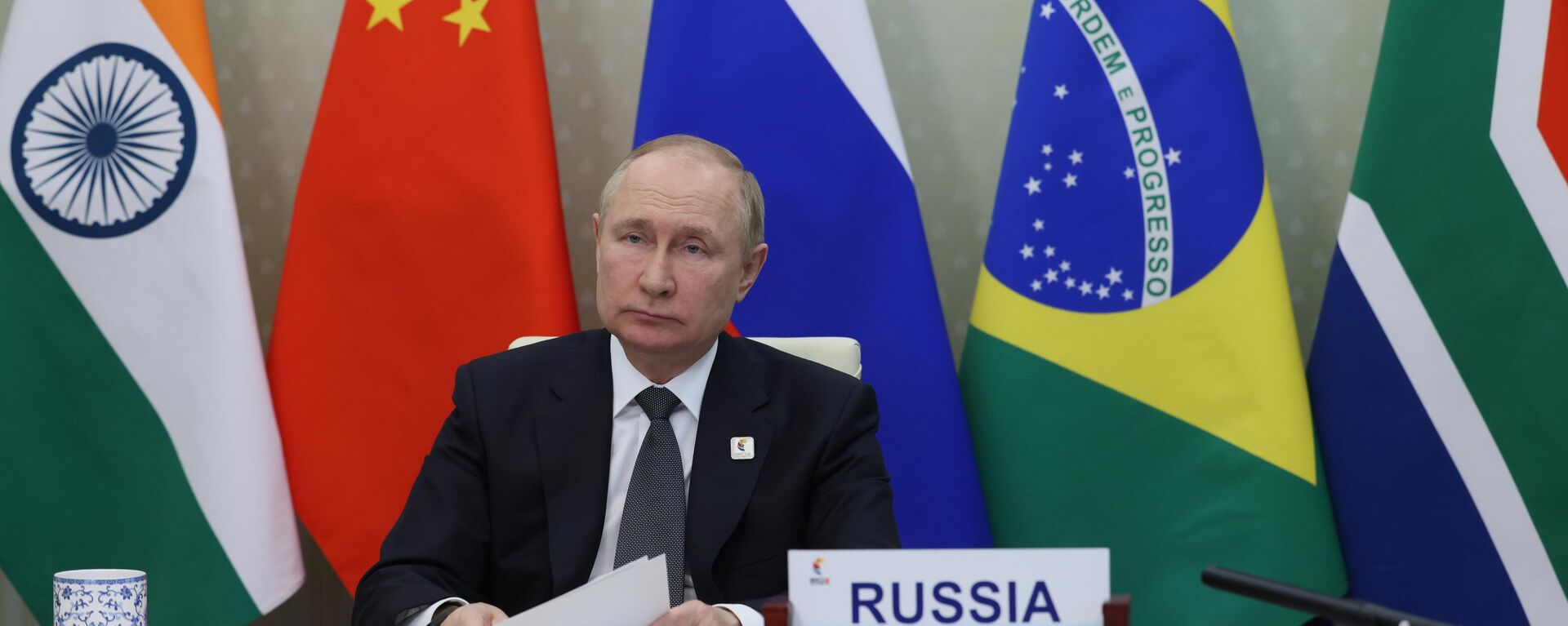 Russian President Vladimir Putin takes part in the XIV BRICS summit in virtual format via a video call, in Moscow region, Russia, on June 23, 2022. - Sputnik Africa, 1920, 19.07.2023