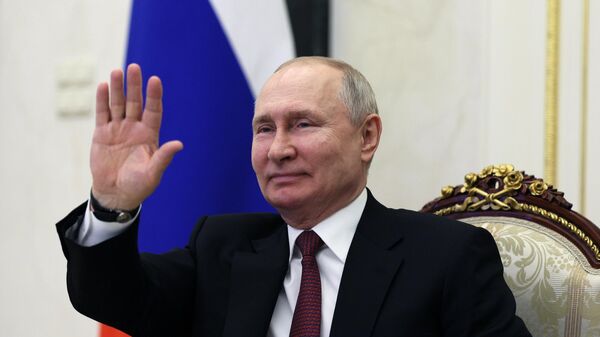 Russian President Vladimir Putin takes part via videoconference in the ceremony of launching motor traffic on the federal highway M-4 Don on the bypass of the city of Aksai in the Rostov Region and the far western bypass of the city of Krasnodar in the Krasnodar Territory. - Sputnik Africa