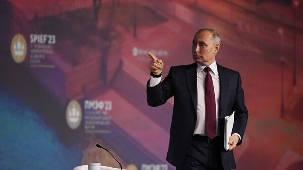 Russian President Vladimir Putin at the plenary session of the St. Petersburg International Economic Forum. - Sputnik Africa