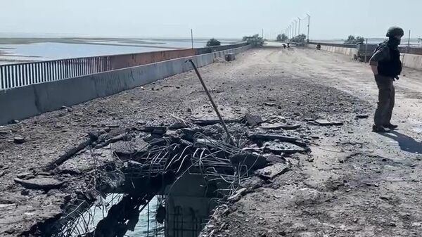 Les forces ukrainiennes ont frappé le pont de Tchongar à la limite entre la région de Kherson et la Crimée - Sputnik Afrique