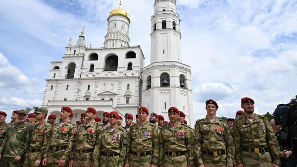 Military personnel before the address of Russian President Vladimir Putin to the military units in the Kremlin, om June 27, 2023. - Sputnik Africa