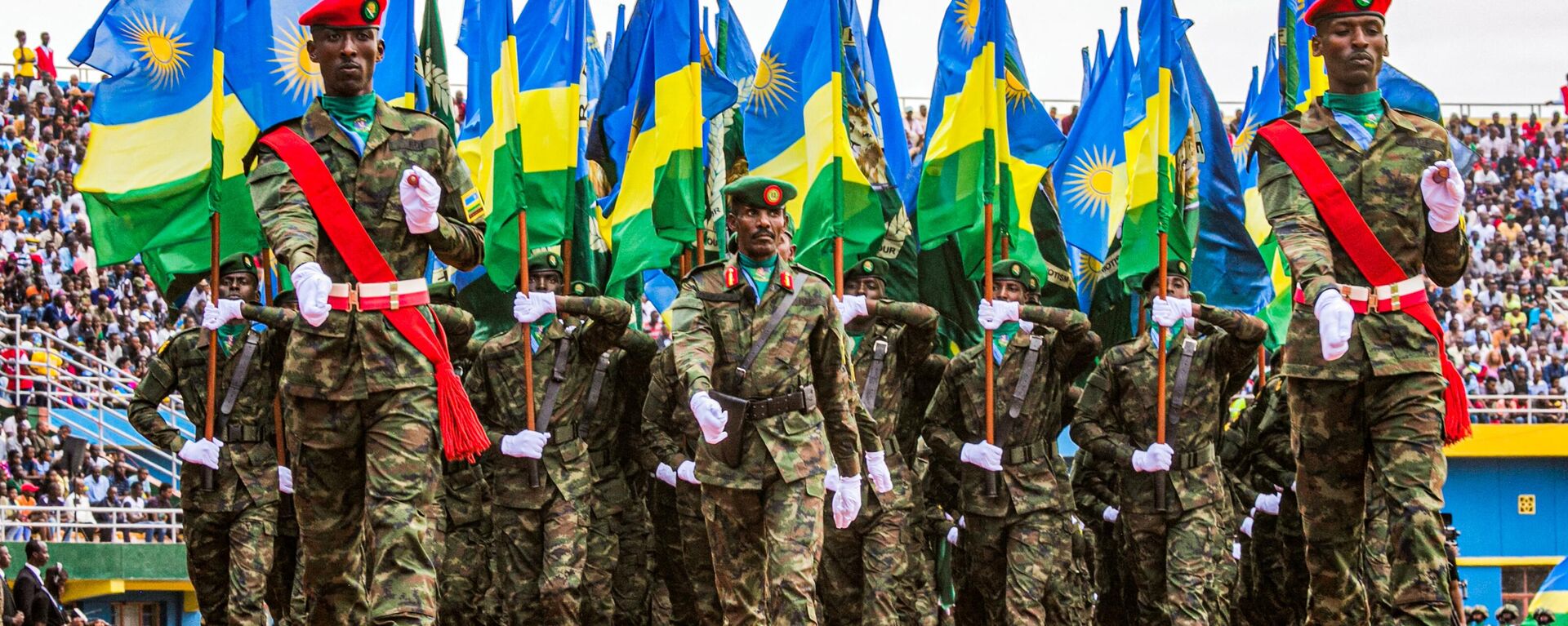 Rwanda's Defence Forces parade during a ceremony for the 25th anniversary of Liberation Day, which marks the end of the country's 1994 genocide against Tutsi people, at Amahoro Stadium in Kigali, Rwanda, on July 4, 2019.  - Sputnik Africa, 1920, 04.07.2023