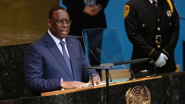 Senegal's President Macky Sall addresses the 77th session of the United Nations General Assembly at UN headquarters in New York City on September 20, 2022 - Sputnik Africa