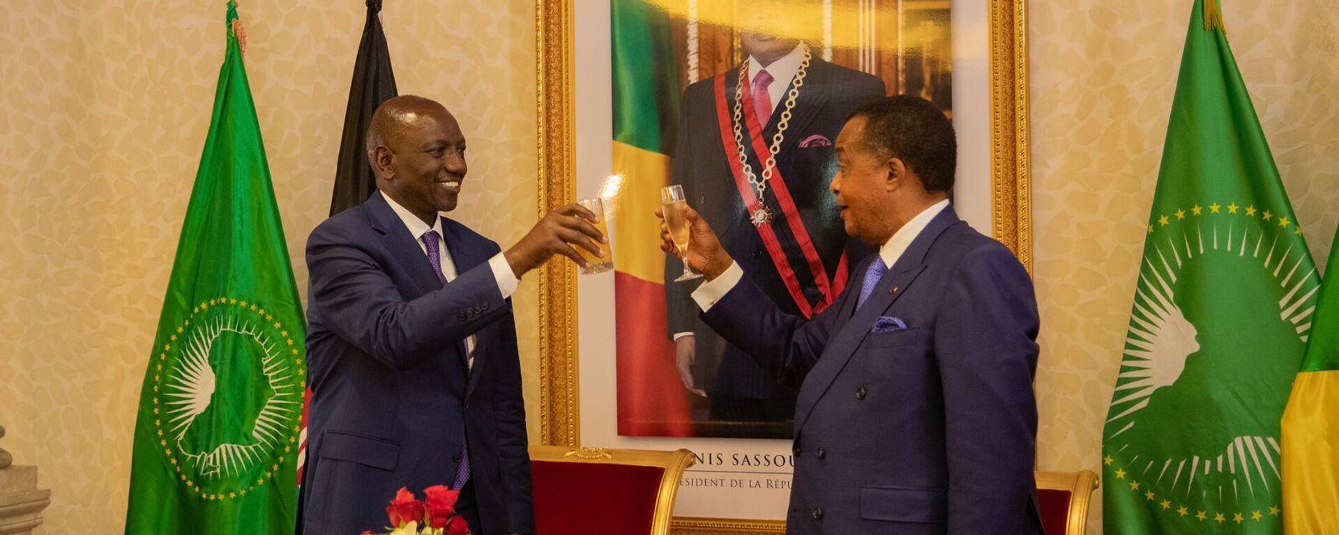 Kenyan President William Ruto during a meeting with his Congolese counterpart Denis Sassou Nguesso at the Palais du Peuple on July 8, 2023.  - Sputnik Africa, 1920, 09.07.2023