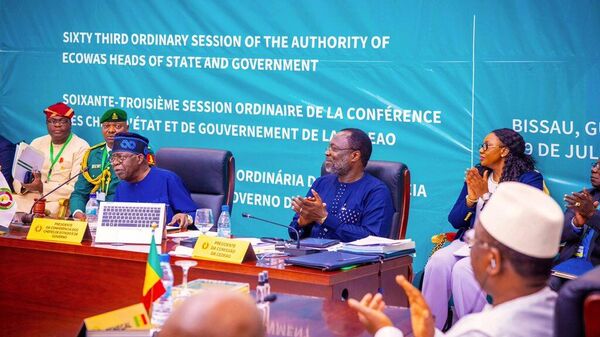 Nigerian President Bola Tinubu was elected as the Chairman of the Authority of Heads of State and Government of the Economic Community of West African States (ECOWAS) at the 63rd Ordinary Session that took place on July 9 in Bissau, Guinea-Bissau.  - Sputnik Africa