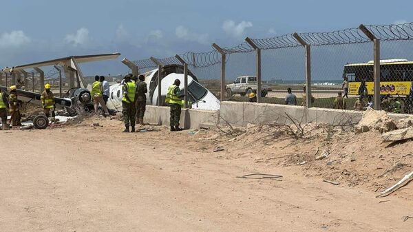 A civilian plane operated by Halla Airlines crashed at Aden Adde Airport in Mogadishu, capital city of Somalia, on July 11.  - Sputnik Africa