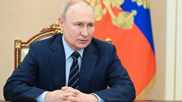 Russian President Vladimir Putin holds an operational meeting with permanent members of the Security Council of the Russian Federation via videoconference on July 14, 2023 - Sputnik Africa