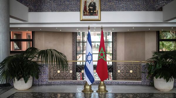 Moroccan and Israeli flags are displayed in the Moroccan Foreign Ministry in Rabat, Morocco - Sputnik Africa