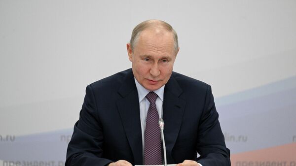 Russian President Vladimir Putin chairs a meeting on the development of restricted administrative areas and settlements in the Arctic zone, where military formations are deployed, in Severomorsk, Murmansk region, Russia, on July 20, 2023. - Sputnik Africa