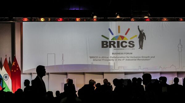 Delegates attend a Business Forum organised during the 10th BRICS summit on July 25, 2018 at the Sandton Convention Centre in Johannesburg, South Africa. - Sputnik Africa