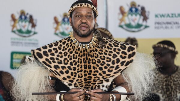King of the Zulu nation, Misuzulu Zulu attends the reenactment of the Battle of Isandlwana, in Isandlwana on January 21, 2023 - Sputnik Africa