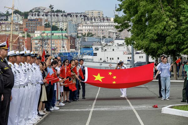 Ceremonial reception of the crews of four ships of the PLA Navy upon their arrival following the Russian-Chinese joint drills &quot;North/Interaction-2023&quot; in the Russian port of Vladivostok on Monday, July 24, 2023. - Sputnik Africa