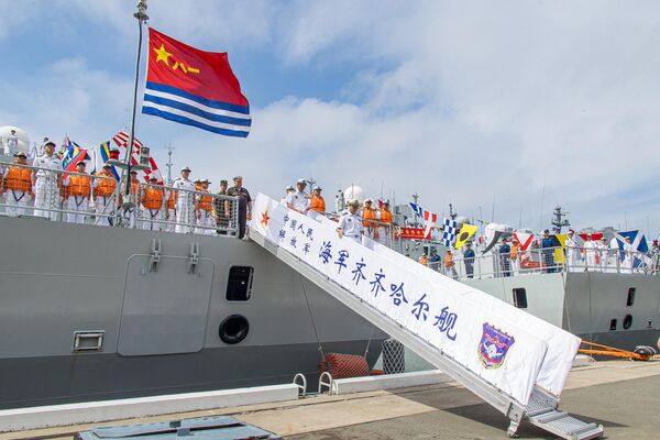 The crew of a Chinese PLA Navy ship solemnly disembarks at the Russian port of Vladivostok on Monday, July 24, 2023. The Chinese ships arrived after the joint Russian-Chinese exercise &quot;North/Interaction-2023&quot; in the Sea of Japan. - Sputnik Africa