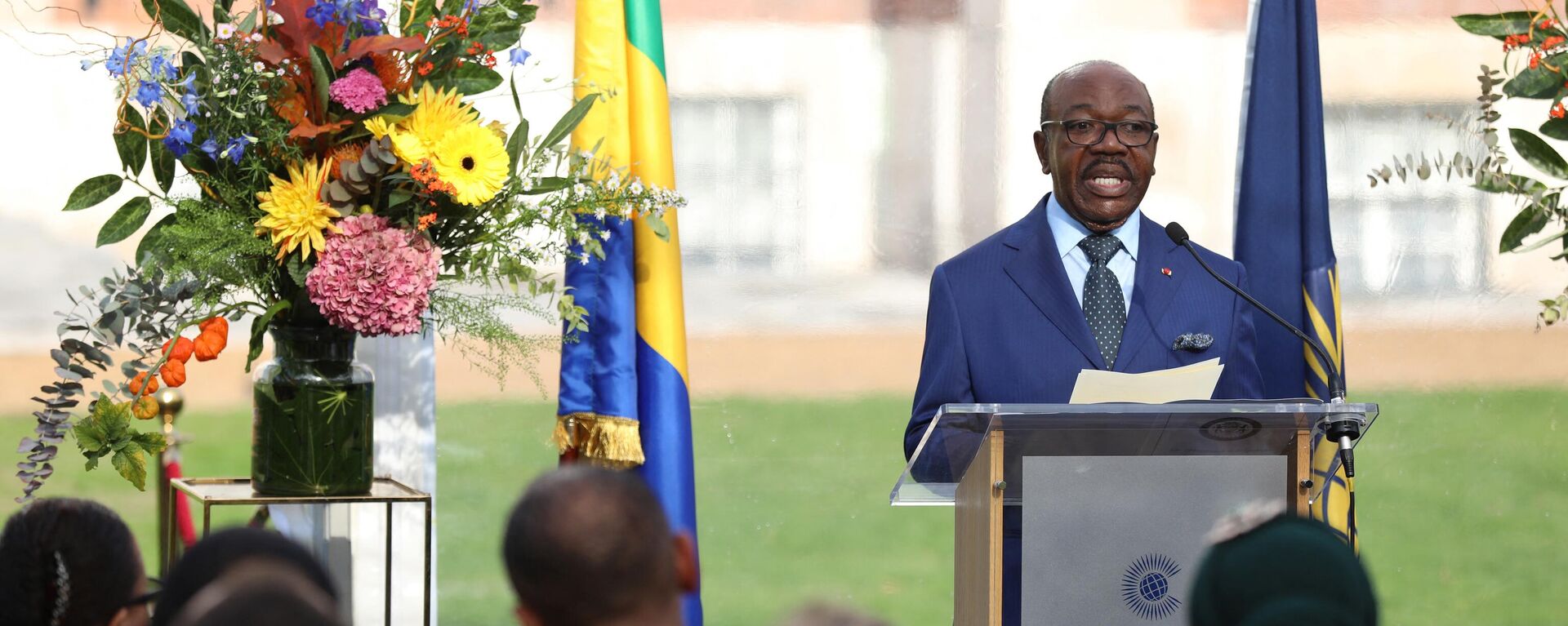 Gabon's President Ali Bongo Ondimba delivers a speech during a flag-raising ceremony - Sputnik Africa, 1920, 25.07.2023