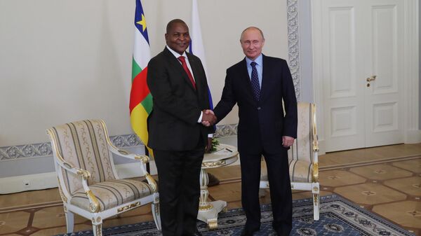 Russian President Vladimir Putin held a meeting with President of the Central African Republic Faustin Arcange Touadera on May 23, 2018.  - Sputnik Africa