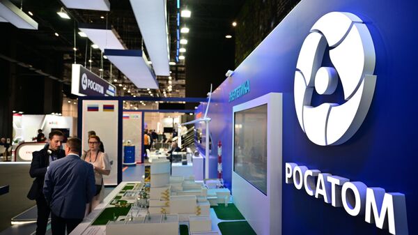 The stand of the state corporation Rosatom at the exhibition of the Eurasian Economic Forum in the Park of Science and Art Sirius. - Sputnik Africa