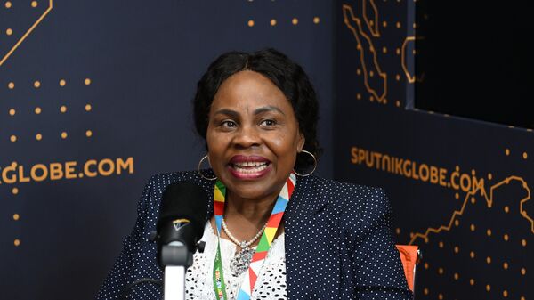 Monica Mutsvangwa, Minister of Information, Broadcasting and Publicity of Zimbabwe, gives an exclusive interview to Sputnik Africa on the sidelines of the second Russia-Africa Summit on July 27, 2023.  - Sputnik Africa