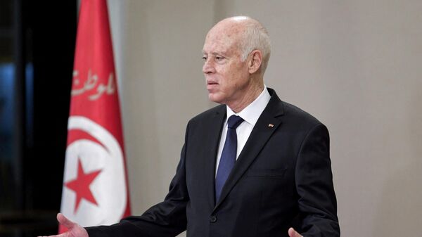 Tunisia's President Kais Saied speaks during the new government swearing-in ceremony at Carthage Palace on the eastern outskirts of the capital Tunis on September 2, 2020, following a confidence vote by parliament. - Sputnik Africa