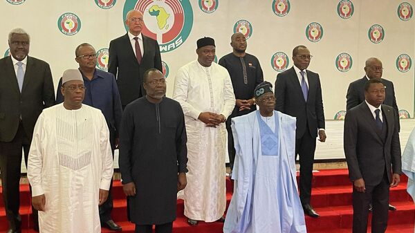 Nigeria President, Bola Ahmed Tinubu, poses for a group photograph with other West Africa leaders after a meeting in Abuja Nigeria, Sunday, July 30, 2023.  - Sputnik Africa