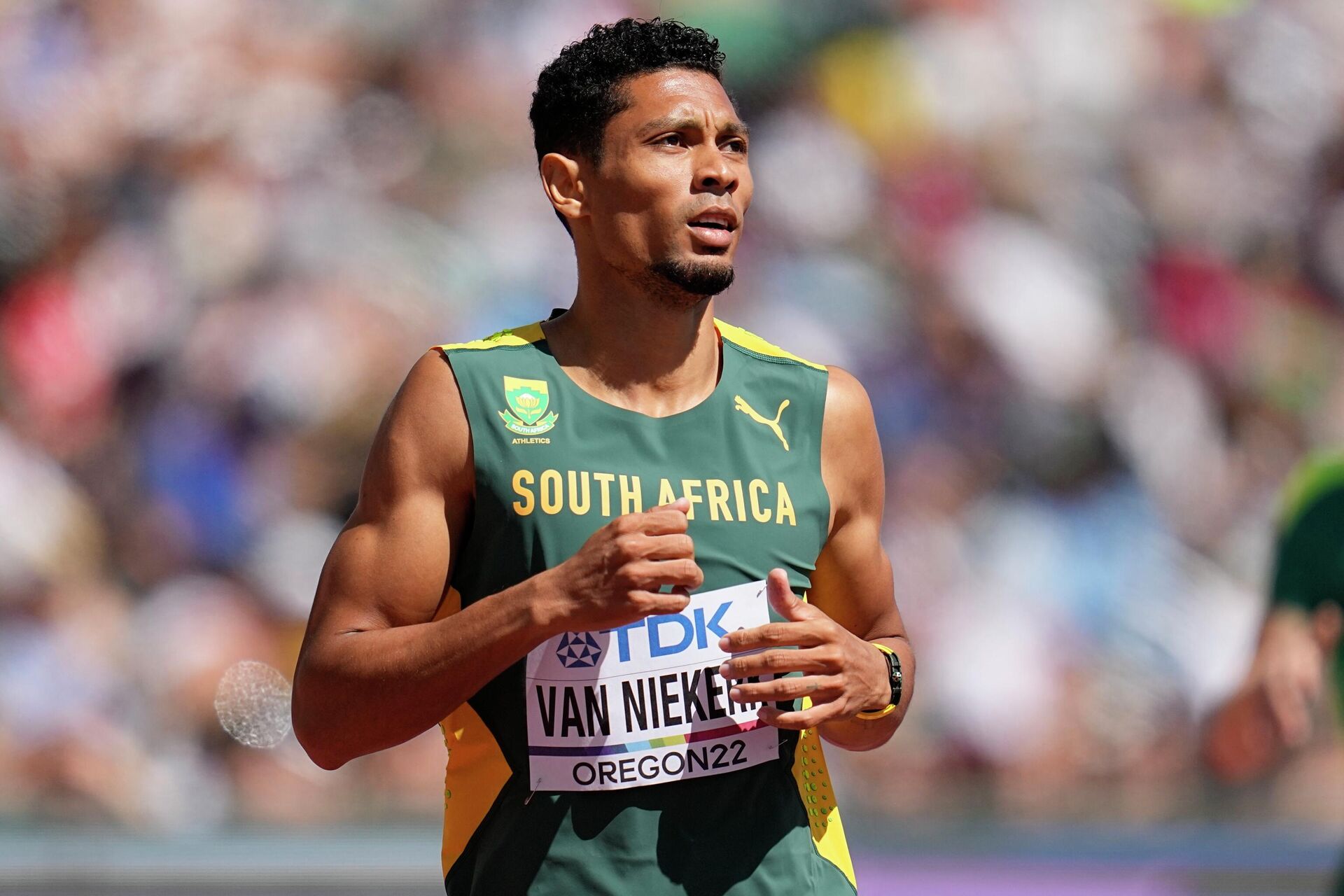 Wayde Van Niekerk, of South Africa, wins a heat in the men's 400-meter run at the World Athletics Championships on Sunday, July 17, 2022, in Eugene, Ore. - Sputnik Afrique, 1920, 08.08.2023