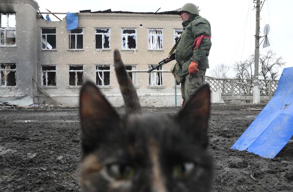 DPR People&#x27;s Militia fighter in Volnovakha. - Sputnik Africa