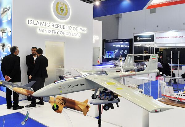 The Iranian drone HESA Ababil at the exhibition on the International Military-Technical Forum ARMY-2023. - Sputnik Africa