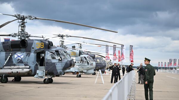 Transport and combat helicopter Ka-29 at the exhibition within the framework of the International Military-technical Forum ARMY-2023 in Kubinka. - Sputnik Africa