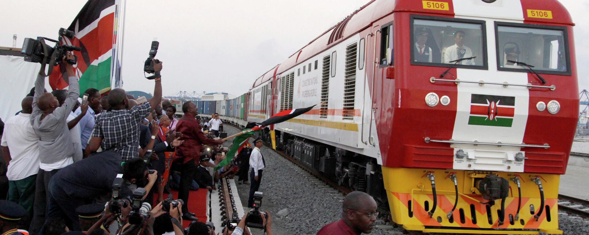 In this May 30, 2017, file photo, the SGR cargo train rides from the port containers depot on a Chinese-backed railway costing nearly $3.3 billion, opened by Kenya's president as one of the country's largest infrastructure project since independence, in Mombasa, Kenya. - Sputnik Africa, 1920, 14.08.2023